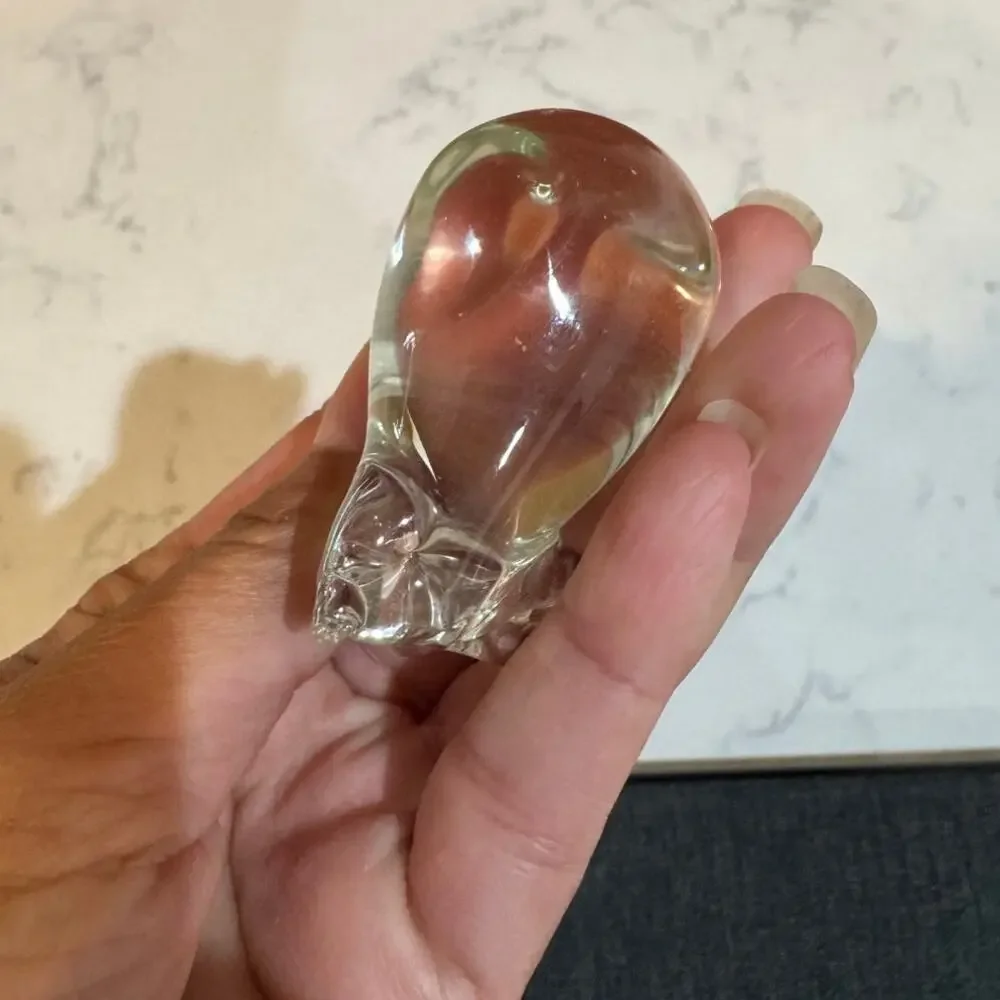 Vintage clear crystal glass hand blown mouse figurine paperweight ring holder